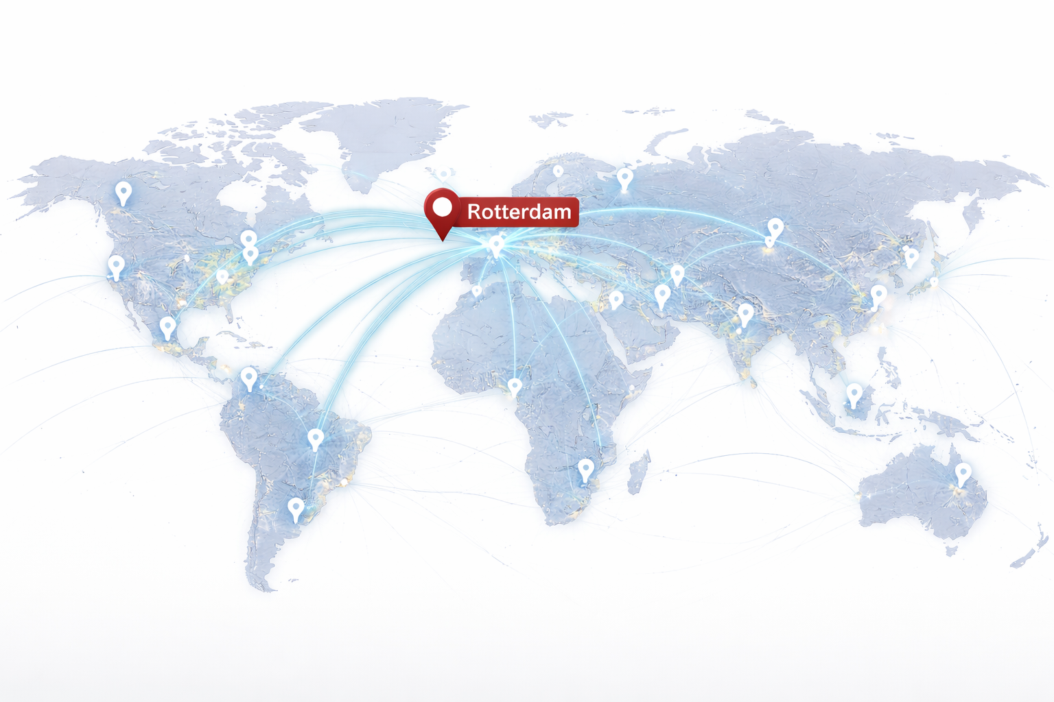 World map with shipping routes highlighted